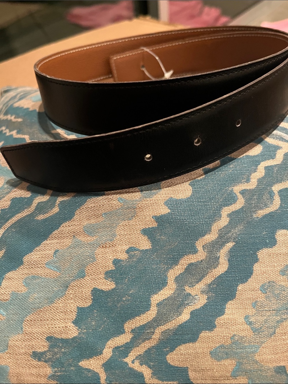 Hermes Black Curtain Strap Belt.  NWOT Size 80. 38”. H buckle not included